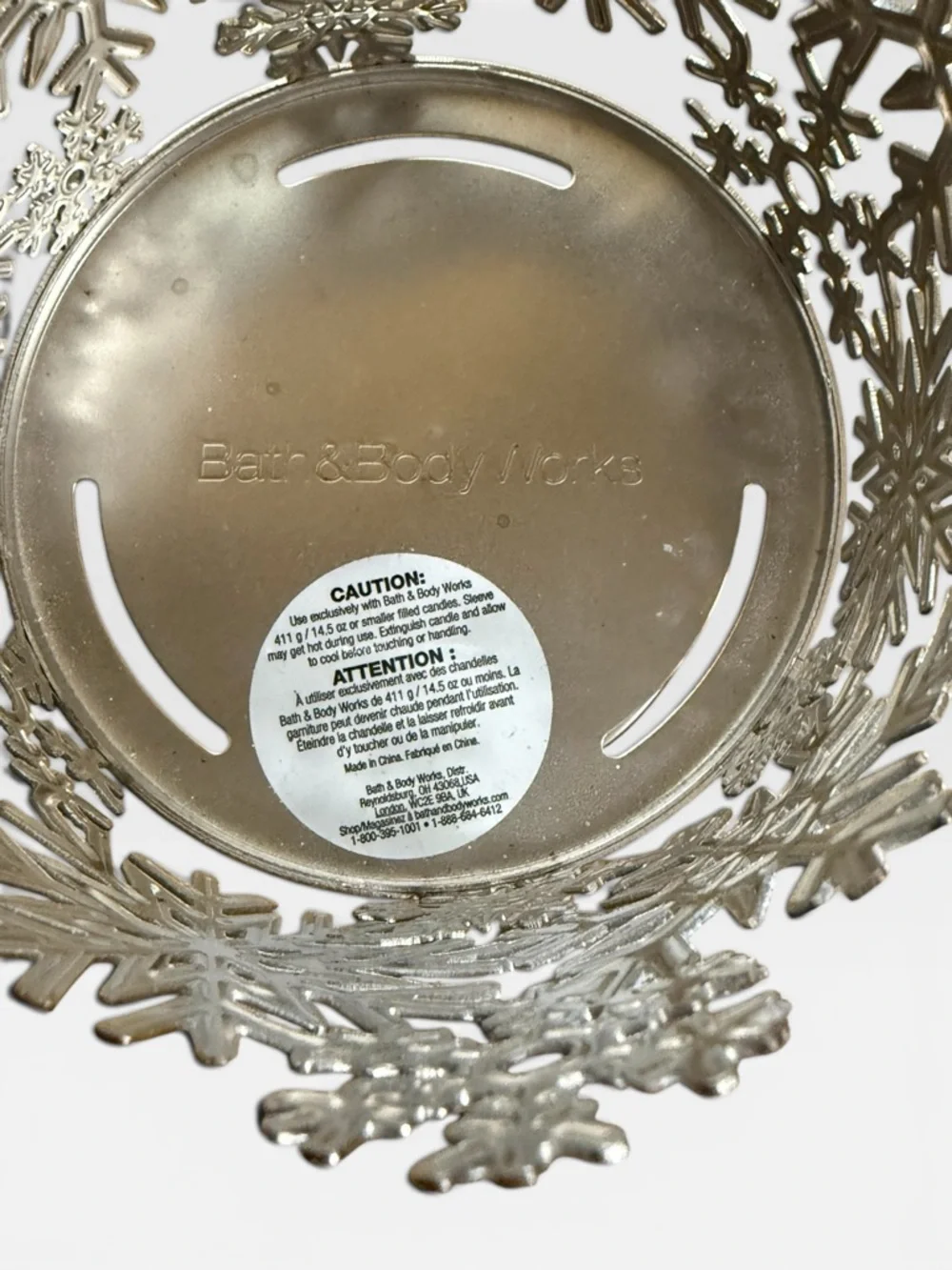 Bath & Body Works Silver Snowflake Pedestal Candle Holder